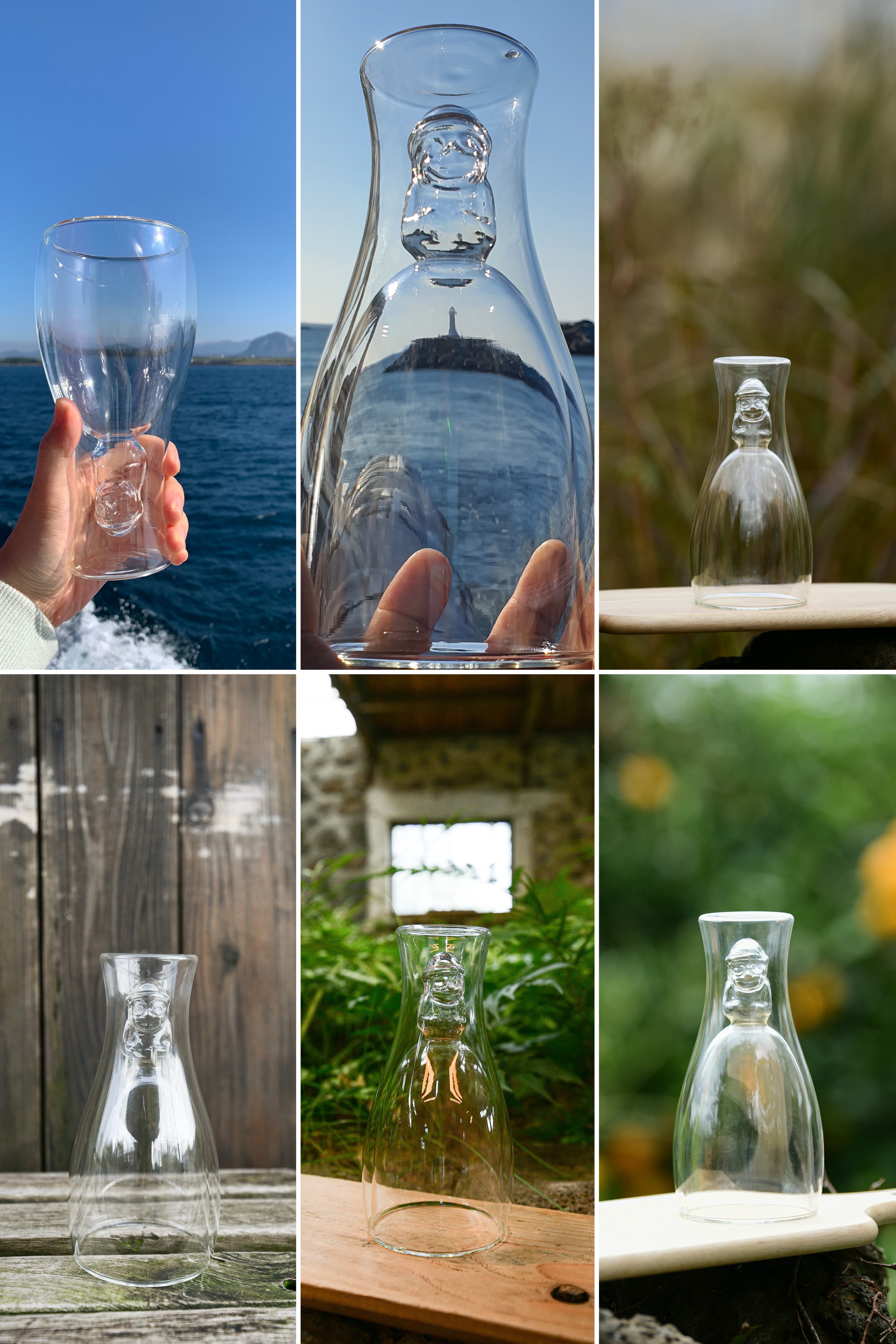 예쁜 돌하르방 이중 유리컵 상세