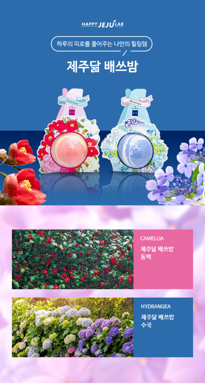 제주 배쓰밤 동백 수국 천연성분 입욕제 2종 상세